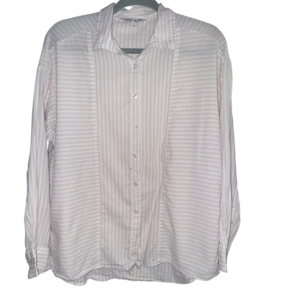 Elizabeth & James Ivory Striped Cotton Oversized Dolman cotton Top M old money